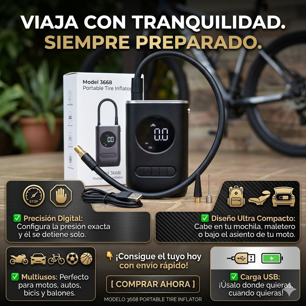 Inflador de  llantas portátil 🤩